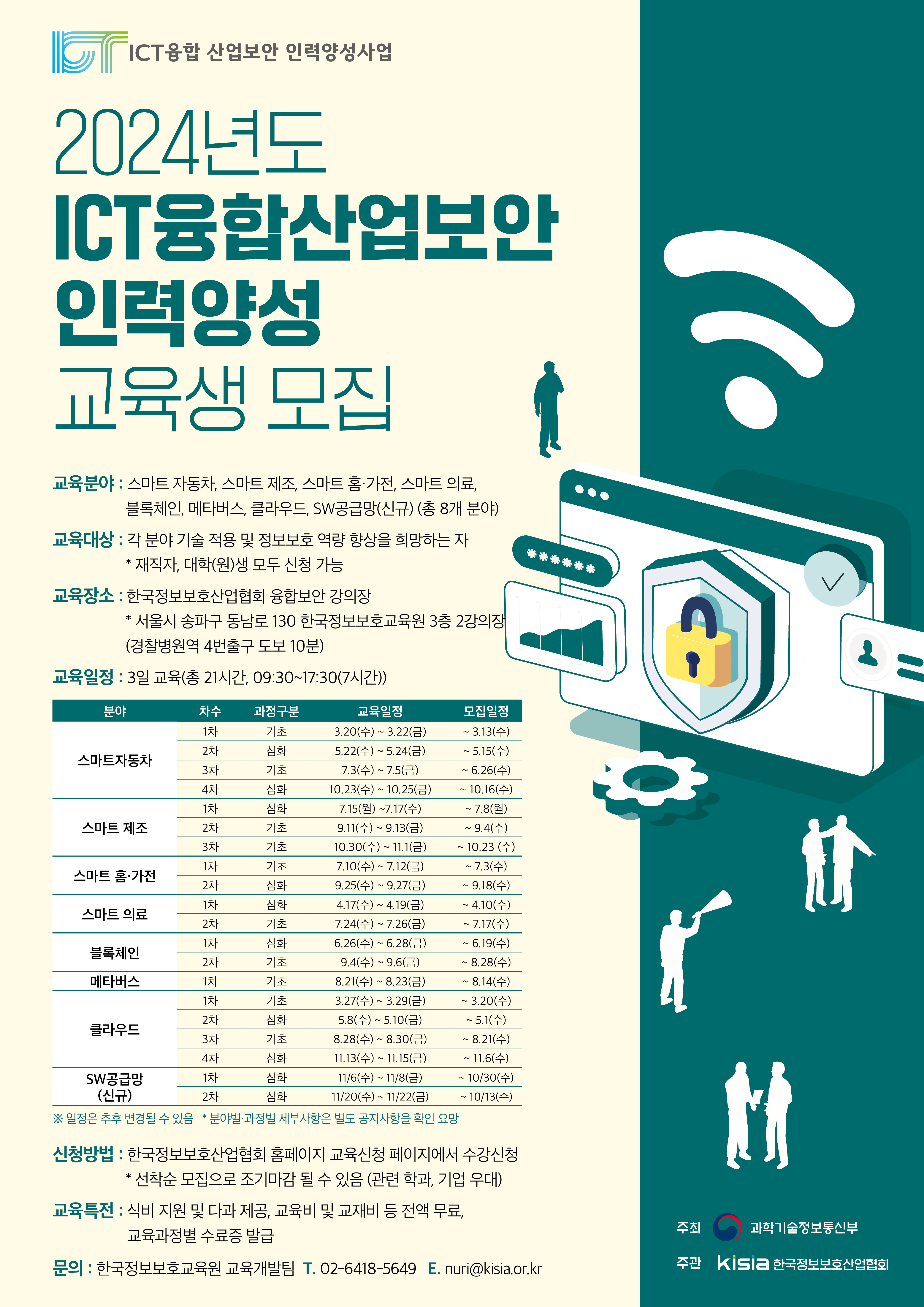 2024년도 ICT융합산업보안 인력양성 교육생 모집 포스터